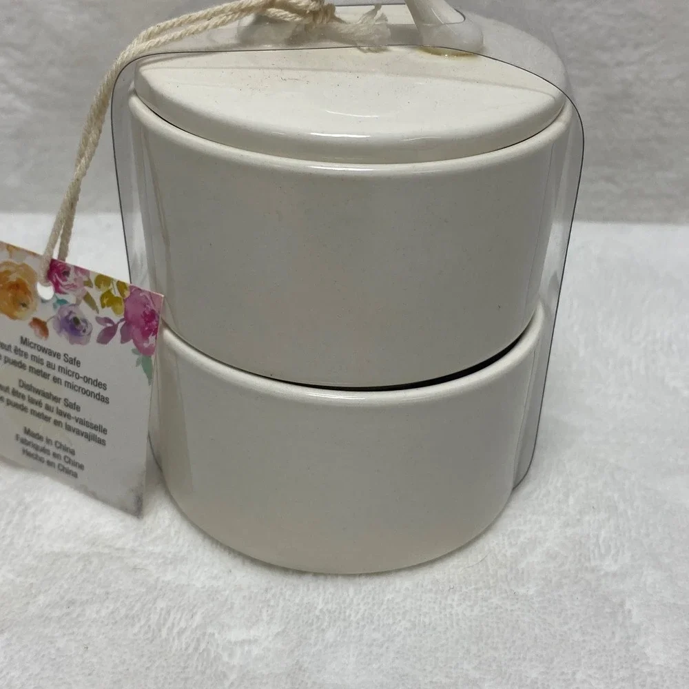 Stackable‎ Salt & Pepper Cellar Ceramic Floral Kitchen Design Christmas Gift New